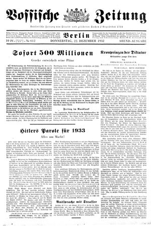 Vossische Zeitung on Dec 22, 1932