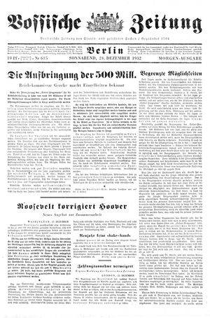 Vossische Zeitung vom 24.12.1932