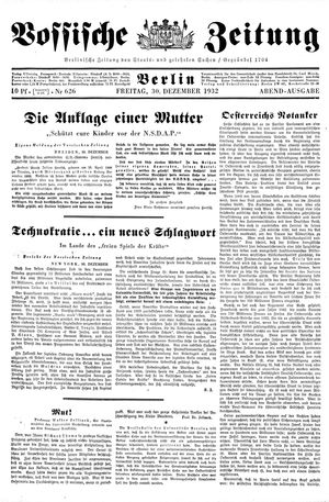 Vossische Zeitung vom 30.12.1932