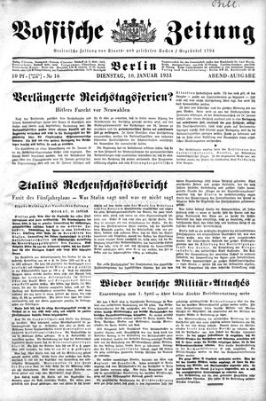 Vossische Zeitung on Jan 10, 1933