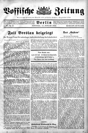 Vossische Zeitung on Jan 15, 1933