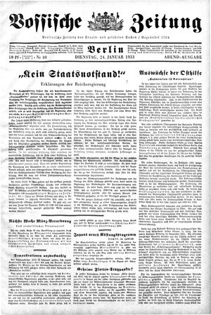 Vossische Zeitung on Jan 24, 1933