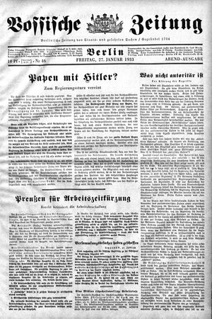 Vossische Zeitung vom 27.01.1933