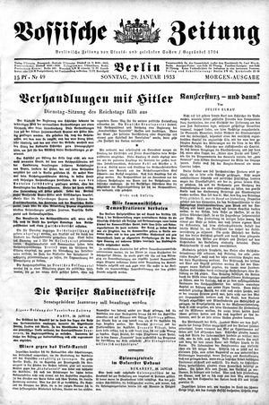 Vossische Zeitung on Jan 29, 1933