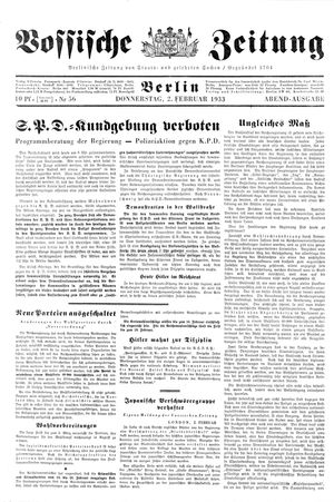 Vossische Zeitung vom 02.02.1933