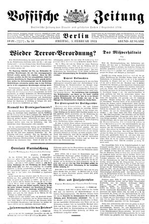 Vossische Zeitung vom 03.02.1933