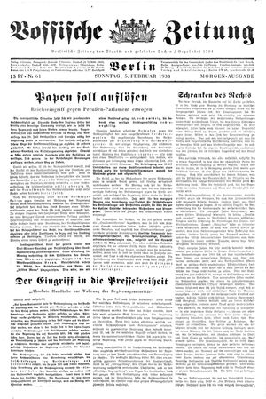 Vossische Zeitung on Feb 5, 1933