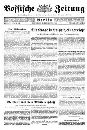 Vossische Zeitung vom 07.02.1933