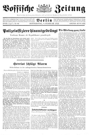 Vossische Zeitung on Feb 9, 1933