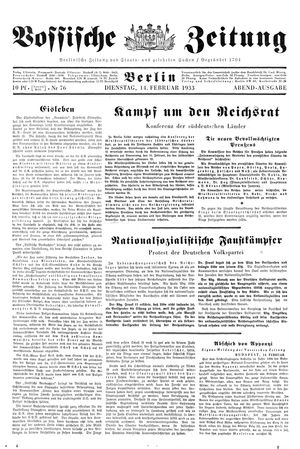 Vossische Zeitung on Feb 14, 1933