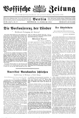 Vossische Zeitung vom 15.02.1933