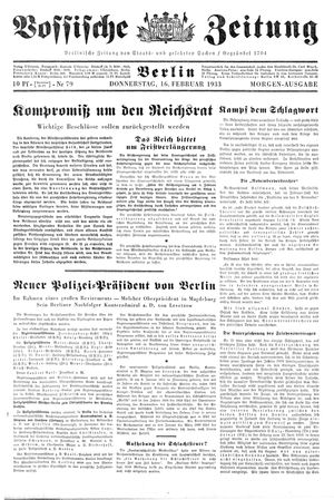 Vossische Zeitung on Feb 16, 1933