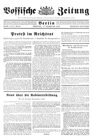 Vossische Zeitung on Feb 17, 1933
