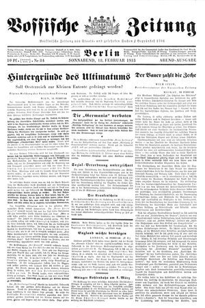 Vossische Zeitung vom 18.02.1933