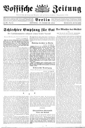 Vossische Zeitung vom 19.02.1933