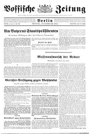 Vossische Zeitung vom 20.02.1933