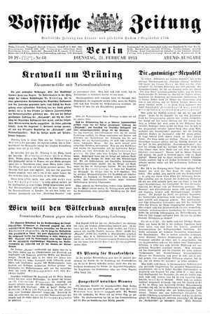Vossische Zeitung on Feb 21, 1933
