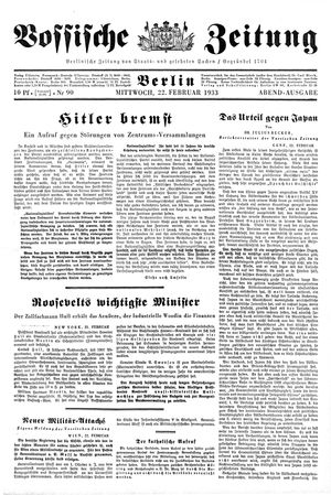 Vossische Zeitung on Feb 22, 1933