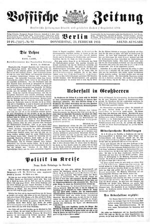 Vossische Zeitung vom 23.02.1933