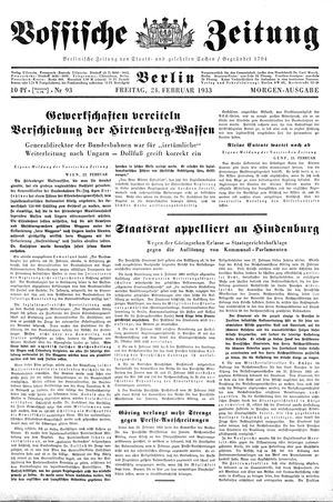 Vossische Zeitung vom 24.02.1933