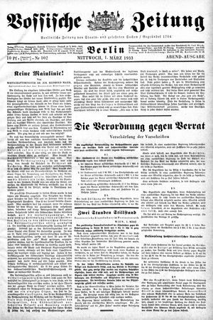 Vossische Zeitung vom 01.03.1933