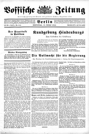 Vossische Zeitung vom 21.03.1933