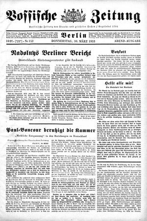 Vossische Zeitung on Mar 30, 1933