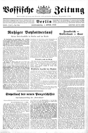 Vossische Zeitung vom 01.04.1933