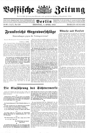Vossische Zeitung on Apr 4, 1933