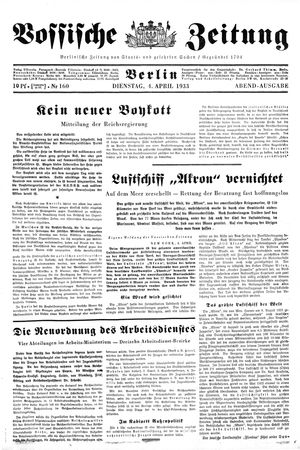 Vossische Zeitung on Apr 4, 1933