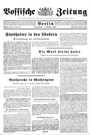 Vossische Zeitung on Apr 7, 1933