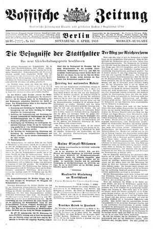 Vossische Zeitung on Apr 8, 1933