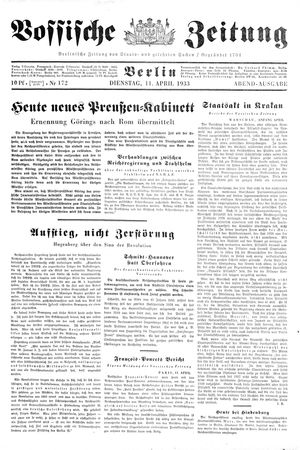 Vossische Zeitung on Apr 11, 1933