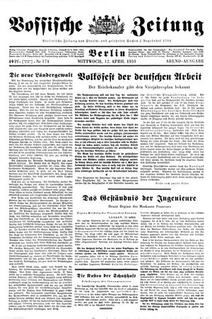 Vossische Zeitung vom 12.04.1933