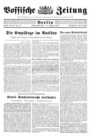 Vossische Zeitung on Apr 13, 1933