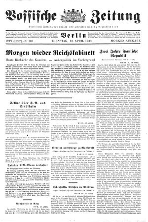 Vossische Zeitung vom 18.04.1933