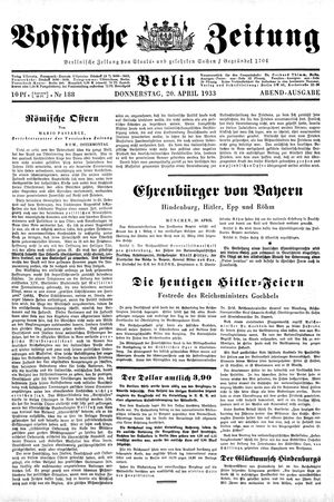 Vossische Zeitung vom 20.04.1933
