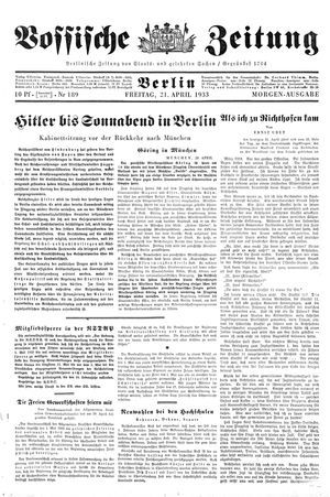 Vossische Zeitung on Apr 21, 1933