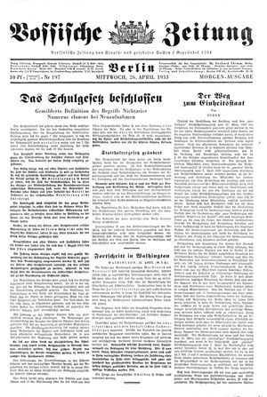 Vossische Zeitung vom 26.04.1933