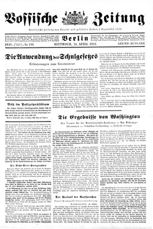 Vossische Zeitung vom 26.04.1933