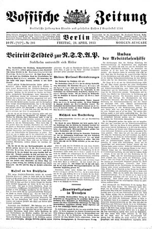 Vossische Zeitung vom 28.04.1933
