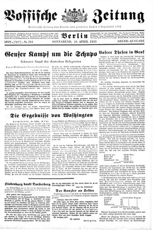 Vossische Zeitung vom 29.04.1933