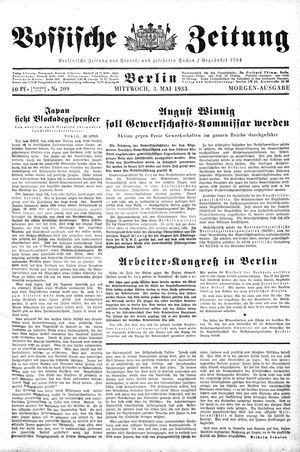 Vossische Zeitung on May 3, 1933
