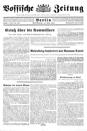 Vossische Zeitung on May 10, 1933