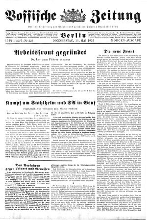 Vossische Zeitung on May 11, 1933