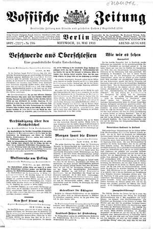 Vossische Zeitung on May 24, 1933