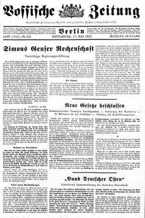 Vossische Zeitung on May 27, 1933