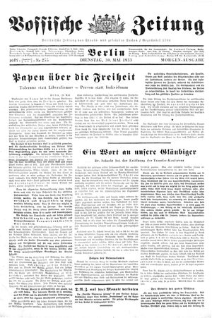 Vossische Zeitung on May 30, 1933