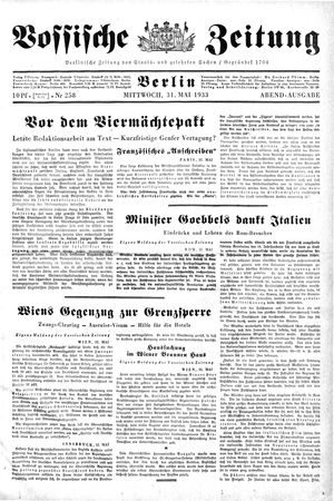 Vossische Zeitung vom 31.05.1933