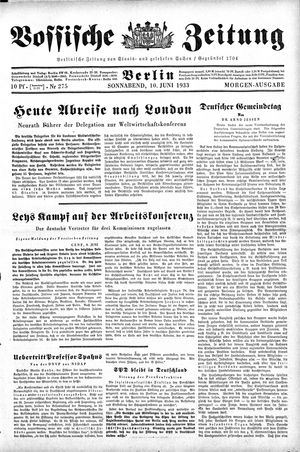 Vossische Zeitung vom 10.06.1933